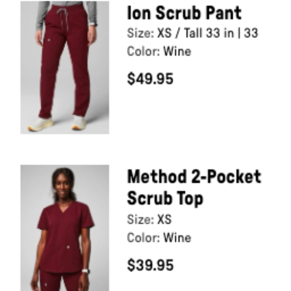 Fabletics Scrub Set (XS, Wine color)